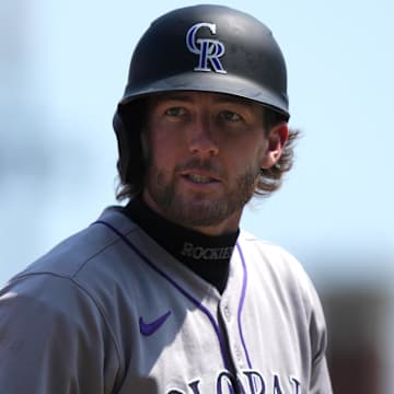 May 3, 2025; San Francisco, California, USA; Colorado Rockies third baseman Ryan McMahon (24) during the sixth inning against the San Francisco Giants at Oracle Park