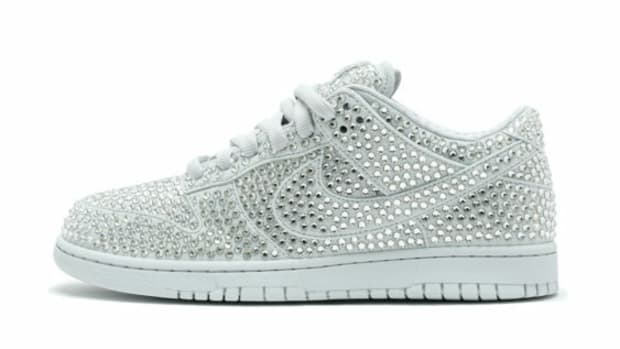 Crystal-covered Nike Dunk sneakers.