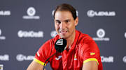 Rafael Nadal of Team Spain speaks to media ahead of the Davis Cup.