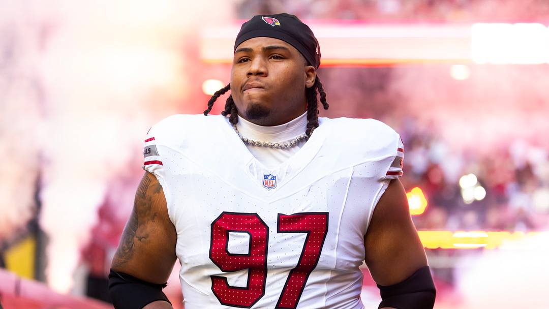 Dec 21, 2025; Glendale, Arizona, USA;  Arizona Cardinals defensive lineman Walter Nolen III (97) against the Atlanta Falcons at State Farm Stadium. Mandatory Credit: Mark J. Rebilas-Imagn Images