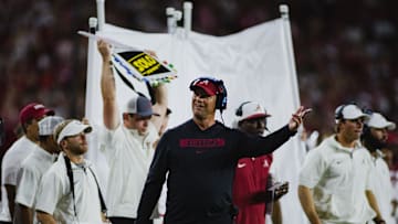 Sep 7, 2024; Tuscaloosa, Alabama, USA;  Alabama Crimson Tide head coach Kalen DeBoer reacts to a play during the fourth quarter at Bryant-Denny Stadium. Mandatory Credit: William McLelland-Imagn Images