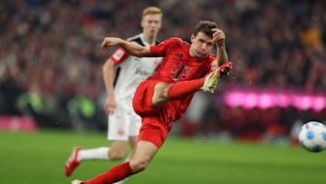 Thomas Müller in action for Bayern Munich against Eintracht Frankfurt