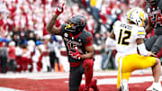 Oklahoma receiver Javonnie Gibson celebrates a touchdown catch against Missouri.