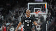 Dec 31, 2024; San Antonio, Texas, USA;  San Antonio Spurs guard Chris Paul (3) in the second half against the LA Clippers at Frost Bank Center. Mandatory Credit: Daniel Dunn-Imagn Images