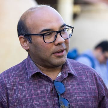 Nov 8, 2023; Scottsdale, AZ, USA; San Francisco Giants president of baseball operations Farhan Zaidi speaks to the media during the MLB General Manager's Meetings at Omni Scottsdale Resort & Spa.