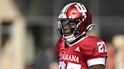 Sep 17, 2022; Bloomington, Indiana, USA;  Indiana Hoosiers running back Trent Howland (27) stands on
