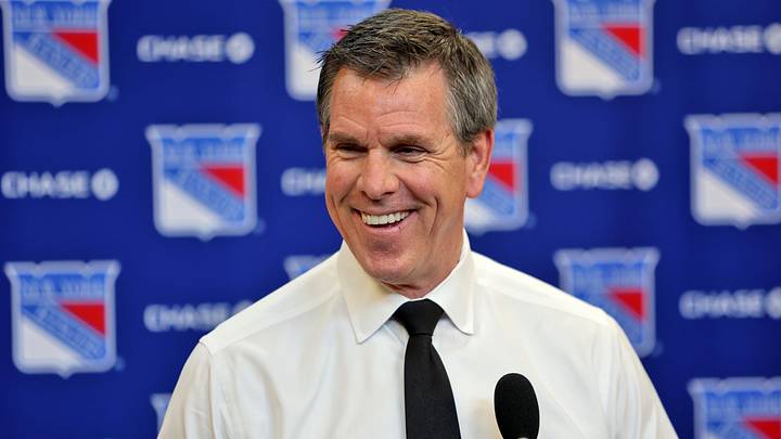 Apr 5, 2026; New York, New York, USA; New York Rangers head coach Mike Sullivan speaks to reporters after an 8-1 win against the Washington Capitals at Madison Square Garden. Apr 5, 2026; New York, New York, USA; New York Rangers head coach Mike Sullivan speaks to reporters after an 8-1 win against the Washington Capitals at Madison Square Garden.
