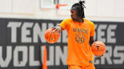 Tennessee forward Felix Okpara (34) during Tennessee basketball's media day and practice held at Pratt Pavilion on Oct. 9, 2025.