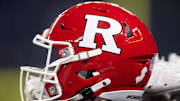 Dec 26, 2024; Phoenix, AZ, USA; Detailed view of a Rutgers Scarlet Knights helmet during the Rate Bowl at Chase Field. Mandatory Credit: Mark J. Rebilas-Imagn Images