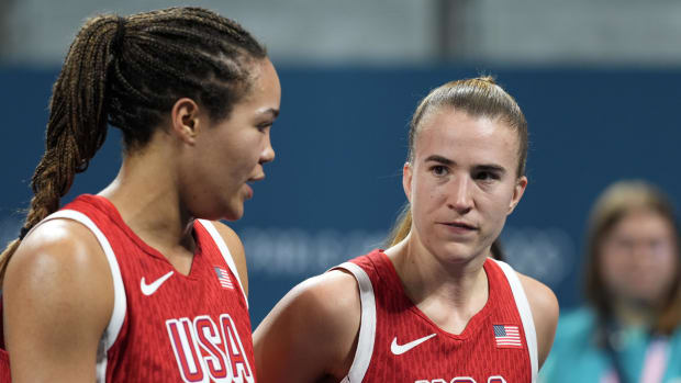  France; United States guard Sabrina Ionescu (6) and small forward Napheesa Collier at 2024 olympic summer games