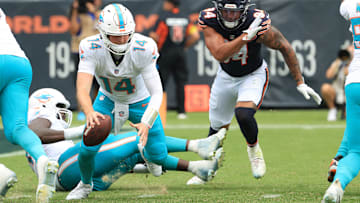 Quinn Ewers, Austin Booker, Miami Dolphins v Chicago Bears - NFL Preseason 2025