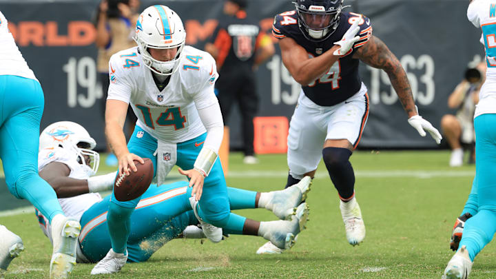Quinn Ewers, Austin Booker, Miami Dolphins v Chicago Bears - NFL Preseason 2025