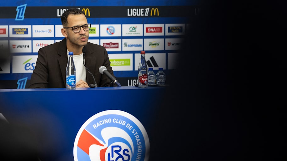 Liam Rosenior in a Strasbourg press conference.