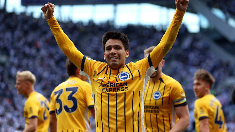 Diego Gomez celebrating for Brighton.