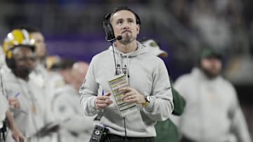 Dec 29, 2024; Minneapolis, Minnesota, USA; Green Bay Packers head coach Matt LaFleur during the fourth quarter of their game against the Minnesota Vikings at U.S. Bank Stadium. Mandatory Credit: Mark Hoffman/USA TODAY NETWORK-Wisconsin via Imagn Images