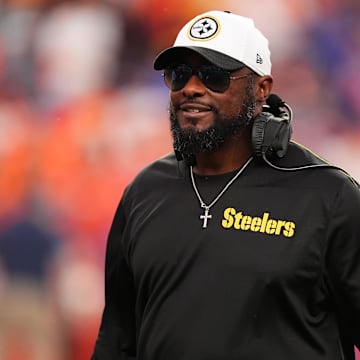 Sep 15, 2024; Denver, Colorado, USA; Pittsburgh Steelers head coach Mike Tomlin during the fourth quarter against the Denver Broncos at Empower Field at Mile High. Mandatory Credit: Ron Chenoy-Imagn Images