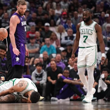 Boston Celtics star Jayson Tatum sprained his left ankle in Monday's victory over the Sacramento Kings.