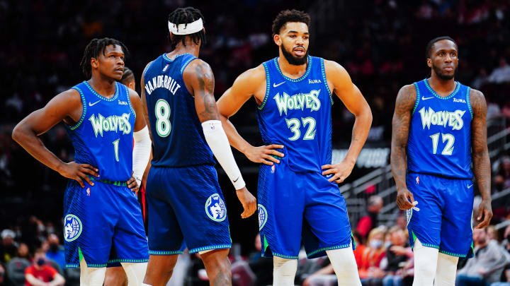 Anthony Edwards, Jarred Vanderbilt, Karl-Anthony Towns, Taurean Prince, Minnesota Timberwolves