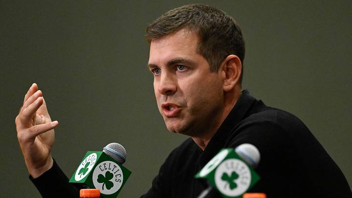 Sep 25, 2025; Boston, MA, USA;  Boston Celtics president of basketball operations Brad Stevens speaks during a press conference at the Auerbach Center. Mandatory Credit: Eric Canha-Imagn Images