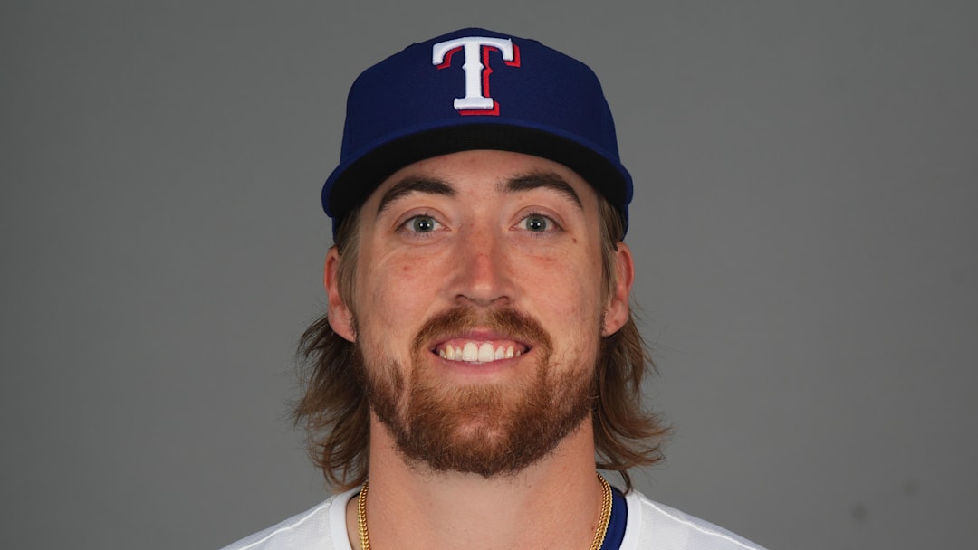 Feb 19, 2025; Surprise, AZ, USA; Texas Rangers pitcher Daniel Robert (57) poses for a photo during Media Day at Surprise Stadium. Feb 19, 2025; Surprise, AZ, USA; Texas Rangers pitcher Daniel Robert (57) poses for a photo during Media Day at Surprise Stadium.