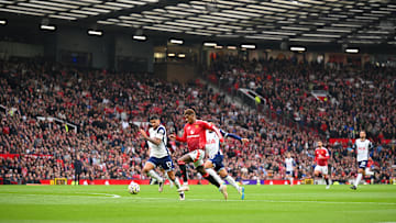 Marcus Rashford in action against Spurs this season 