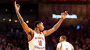 Jamarques Lawrence celebrates after a 3-point shot by forward Rienk Mast against the Ohio State Buckeyes.