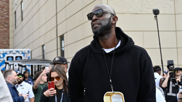 Sep 30, 2023; Boulder, Colorado, USA; Former basketball star Kevin Garnett on hand for the Colorado Buffaloes USC Trojans football game at Folsom Field. 