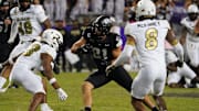 Oct 4, 2025; Fort Worth, Texas, USA; TCU Horned Frogs tight end Chase Curtis (81) runs after the catch as. Colorado Buffaloes defensive back Carter Stoutmire (23) defends during the second half at Amon G. Carter Stadium. Mandatory Credit: Raymond Carlin III-Imagn Images