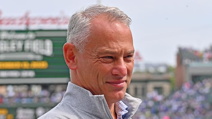 Sep 13, 2025; Chicago, Illinois, USA; Chicago Cubs President of Baseball Operations Jed Hoyer is seen prior to a game against the Tampa Bay Rays at Wrigley Field. Mandatory Credit: Patrick Gorski-Imagn Images