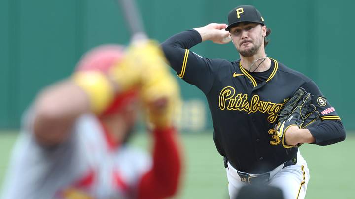 Apr 30, 2026; Pittsburgh, Pennsylvania, USA;  Pittsburgh Pirates starting pitcher Paul Skenes (30) delivers a pitch against St. Louis Cardinals catcher Iván Herrera (48) during the first inning at PNC Park. Mandatory Credit: Charles LeClaire-Imagn Images