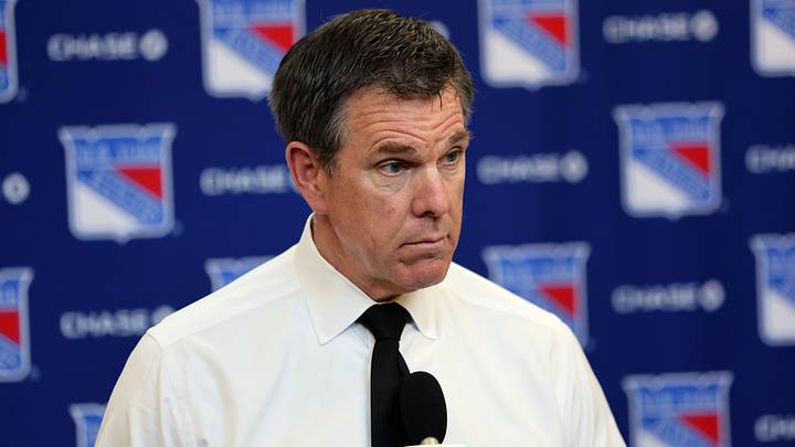 Apr 5, 2026; New York, New York, USA; New York Rangers head coach Mike Sullivan speaks to reporters after an 8-1 win against the Washington Capitals at Madison Square Garden. Apr 5, 2026; New York, New York, USA; New York Rangers head coach Mike Sullivan speaks to reporters after an 8-1 win against the Washington Capitals at Madison Square Garden.
