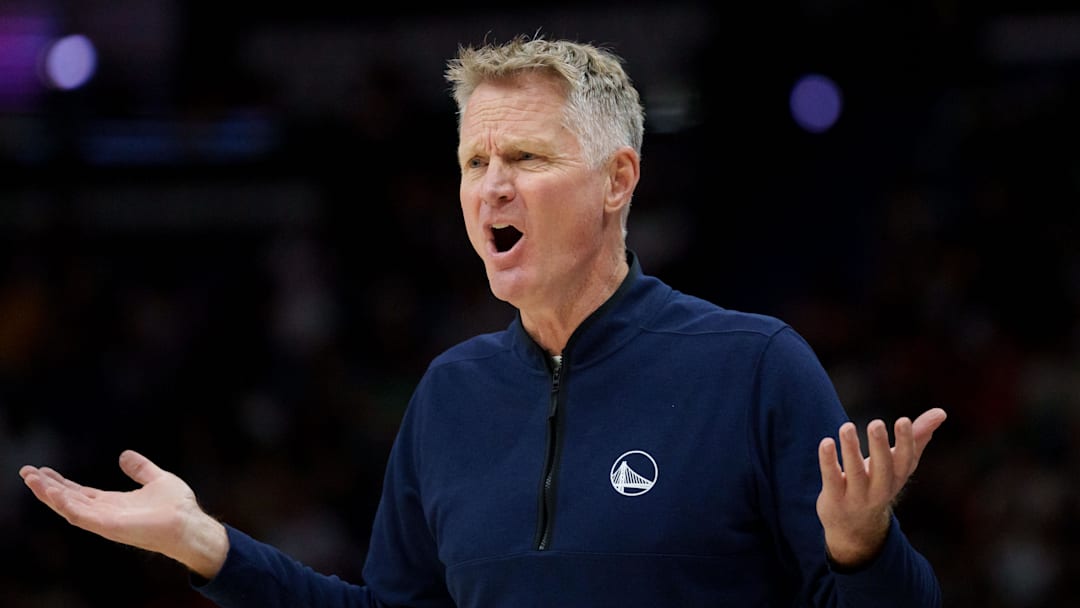 Golden State Warriors head coach Steve Kerr reacts against the New Orleans Pelicans at Smoothie King Center on November 16, 2025. Golden State Warriors head coach Steve Kerr reacts against the New Orleans Pelicans at Smoothie King Center on November 16, 2025.