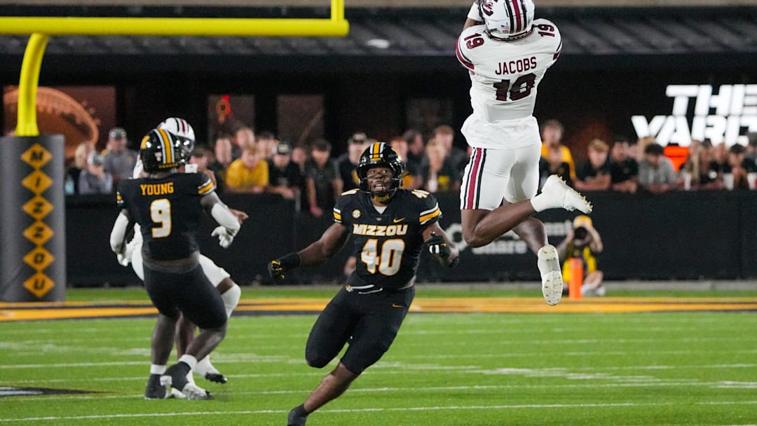Missouri Tigers linebacker Josiah Trotter (40) attempts to defend a pass, in a game against the South Carolina Gamecocks this season. 