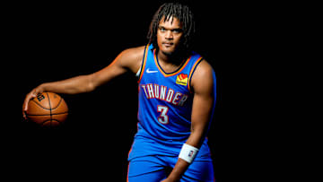 Dillon Jones is pictured during the Thunder media day at the Paycom Center in Oklahoma City, on Monday, Sept. 30, 2024.