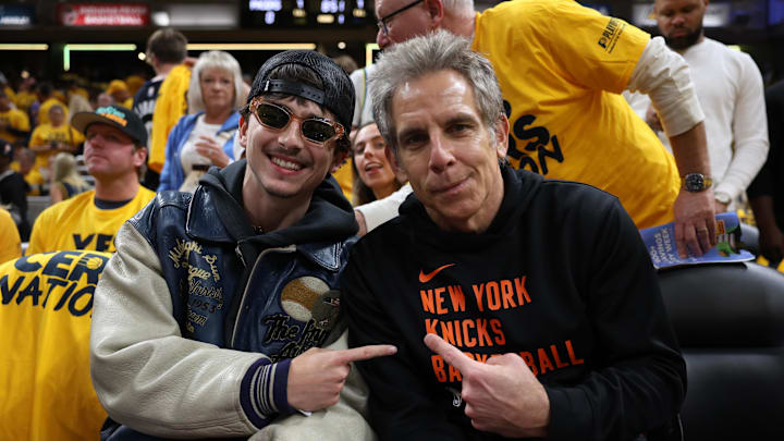 Timothee Chalamet and Ben Stiller at Game 4 of other Eastern Conference finals. 