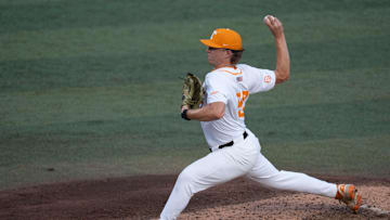 Tennessee's Tanner Franklin (50) pitches against Wake Forest at the NCAA college baseball Knoxville Regional final on June 2, 2025, in Knoxville, Tenn.