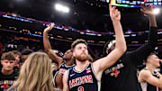Nov 14, 2025; Inglewood, California, USA;  Arizona Wildcats guard Anthony Dell'Orso (3) acknowledges fans after defeating the UCLA Bruins 69-65 at Intuit Dome. Mandatory Credit: Kiyoshi Mio-Imagn Images