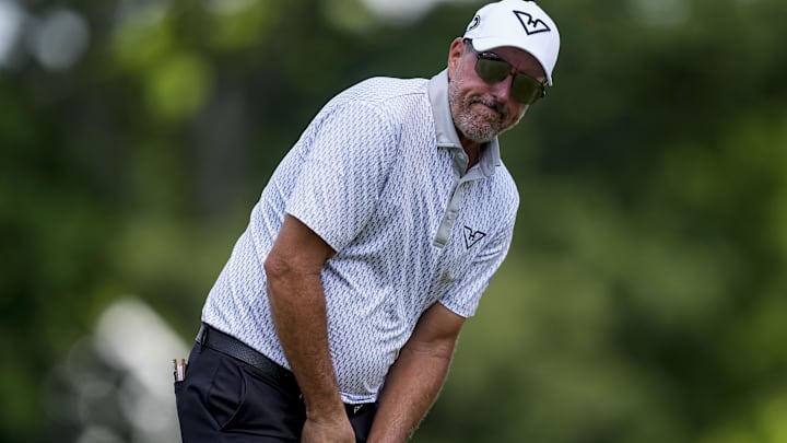 Phil Mickelson shot an opening 8-over 79 at Quail Hollow. Phil Mickelson shot an opening 8-over 79 at Quail Hollow.