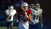 Sep 7, 2024; Stanford, California, USA; Stanford Cardinal wide receiver Tiger Bachmeier (24) returns a punt for a touchdown against the Cal Poly Mustangs during the second half at Stanford Stadium. Mandatory Credit: Sergio Estrada-Imagn Images