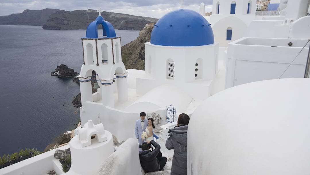 Santorini Island in the Aegean Sea, where seismic activity begins to decrease