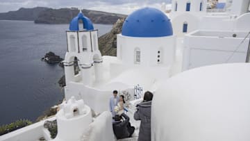 Santorini Island in the Aegean Sea, where seismic activity begins to decrease