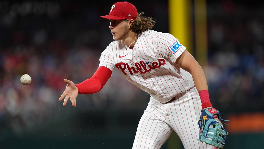 Sep 8, 2026; Philadelphia, Pennsylvania, USA; Philadelphia Phillies infielder Alec Bohm (28) flips to first against the Houston Astros in the fourth inning at Citizens Bank Park. Mandatory Credit: Kyle Ross-Imagn Images Sep 8, 2026; Philadelphia, Pennsylvania, USA; Philadelphia Phillies infielder Alec Bohm (28) flips to first against the Houston Astros in the fourth inning at Citizens Bank Park. Mandatory Credit: Kyle Ross-Imagn Images