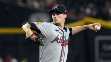 Jul 11, 2024; Phoenix, Arizona, USA; Atlanta Braves pitcher Max Fried (54) throws against the Arizona Diamondbacks in the first inning at Chase Field. Mandatory Credit: Rick Scuteri-USA TODAY Sports