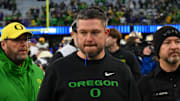 Nov 29, 2025; Seattle, Washington, USA; Oregon Ducks head coach Dan Lanning after the game against the Washington Huskies at Husky Stadium.