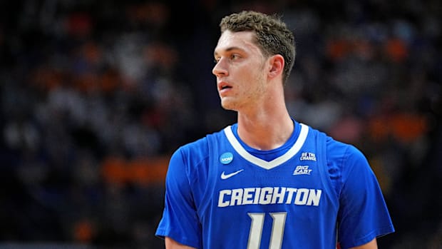 Creighton Bluejays center Ryan Kalkbrenner (11) looks on during the first half against the Auburn Tigers in the second round