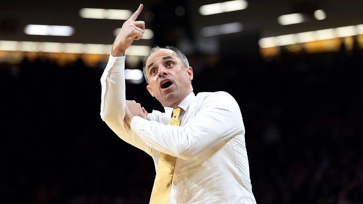Iowa head coach Ben McCollum reacts during a basketball game against the Nebraska Cornhuskers Feb. 17, 2026 at Carver-Hawkeye Arena in Iowa City, Iowa.
