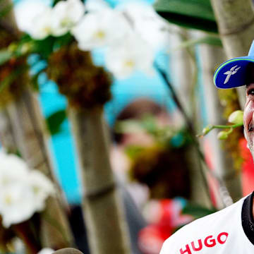 May 4, 2024; Miami Gardens, Florida, USA; RB driver Daniel Ricciardo (3) after the F1 Sprint Race at Miami International Autodrome. Mandatory Credit: John David Mercer-Imagn Images