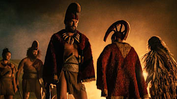 Jason Momoa in "Chief of War," premiering August 1, 2025 on Apple TV+.