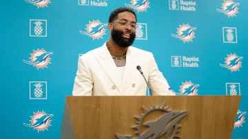 Odell Beckham Jr. of the Miami Dolphins Meets the Media