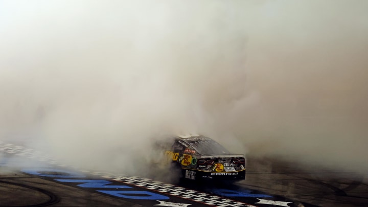 Aug 11, 2024; Richmond, Virginia, USA; NASCAR Cup Series driver Austin Dillion (3) celebrates winning the Cook Out 400 at Richmond Raceway. Photo Credit